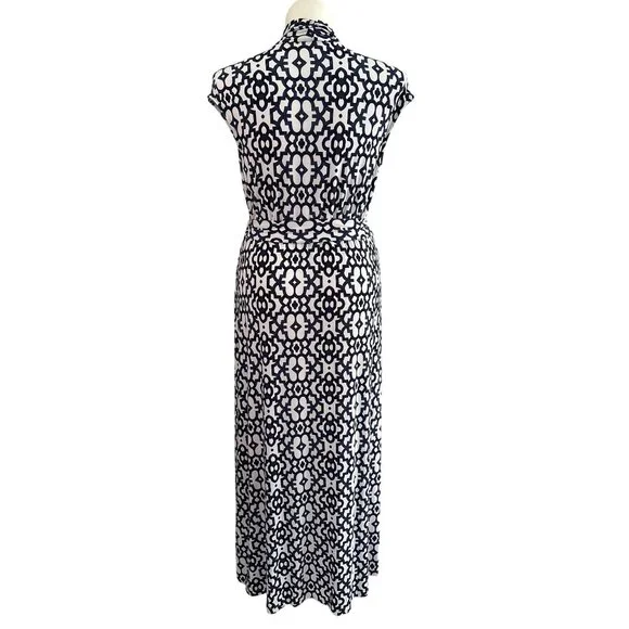 Tommy Bahama Navy and White Geometric Pattern Maxi Dress, Women's Size L - Picture 5 of 9